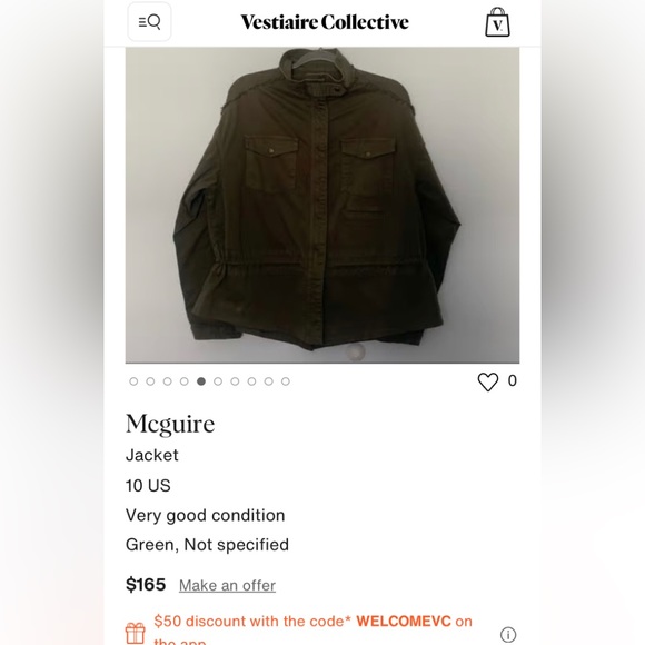 MCQUIRE Updated Weighted Army Jacket.  EUC. - Picture 9 of 9